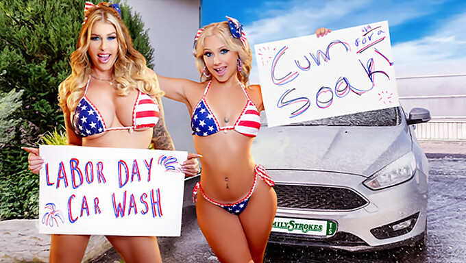 Old And Young Come Together In Steamy Carwash Threesome